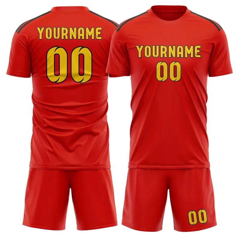 Custom Orange Red Gold Soccer Set made by Tailorly