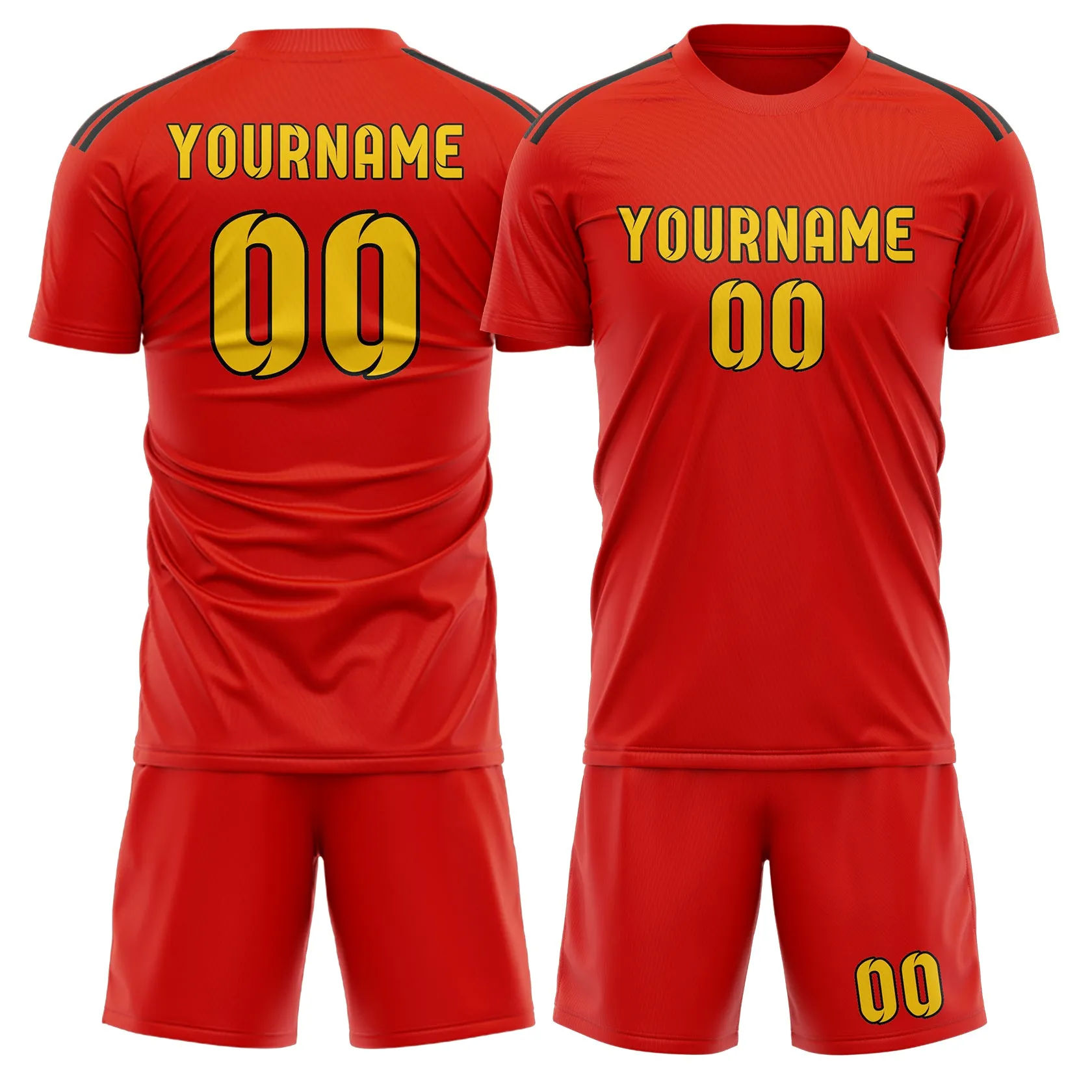 Custom Orange Red Gold Soccer Set sold by Tailorly