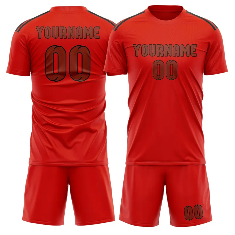 Custom Orange Red Coral Red Soccer Set made by Tailorly