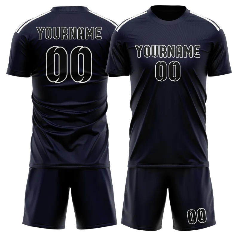 Custom Navy Black Soccer Set made by Tailorly