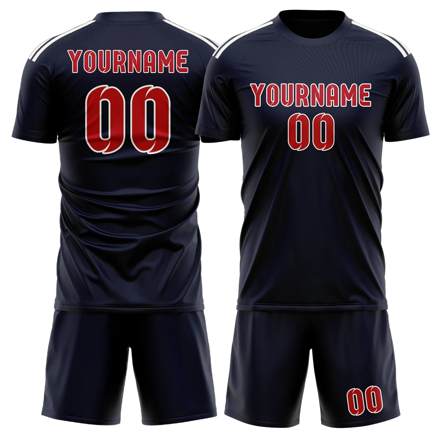 Custom Navy Red Soccer Set sold by Tailorly