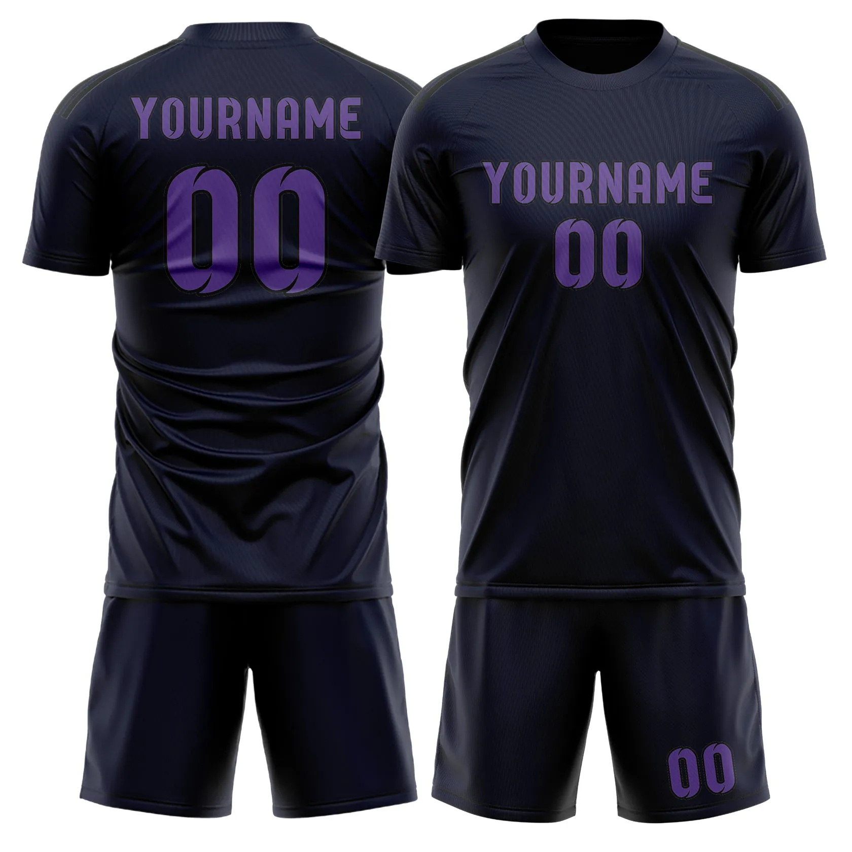 Custom Navy Light Purple Soccer Set sold by Tailorly