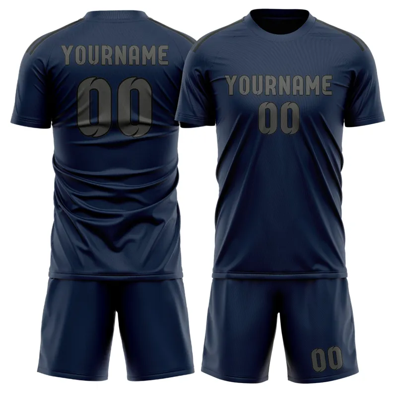 Custom Blue Dark Grey Soccer Set made by Tailorly