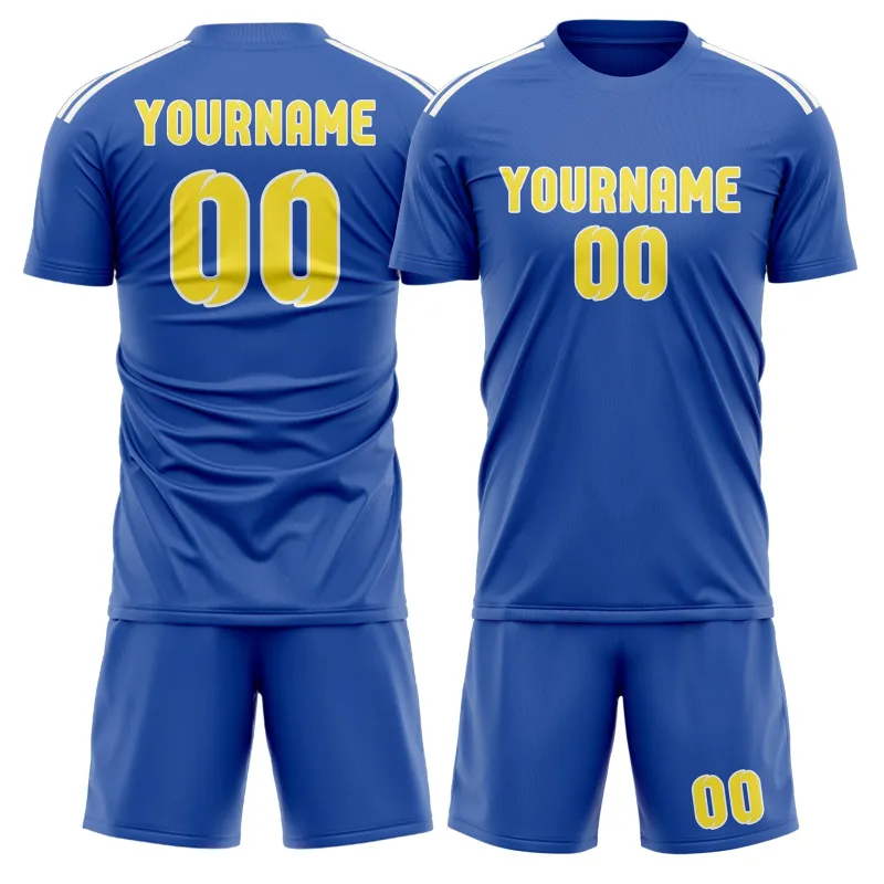 Custom Sky Blue Light Yellow Soccer Set made by Tailorly