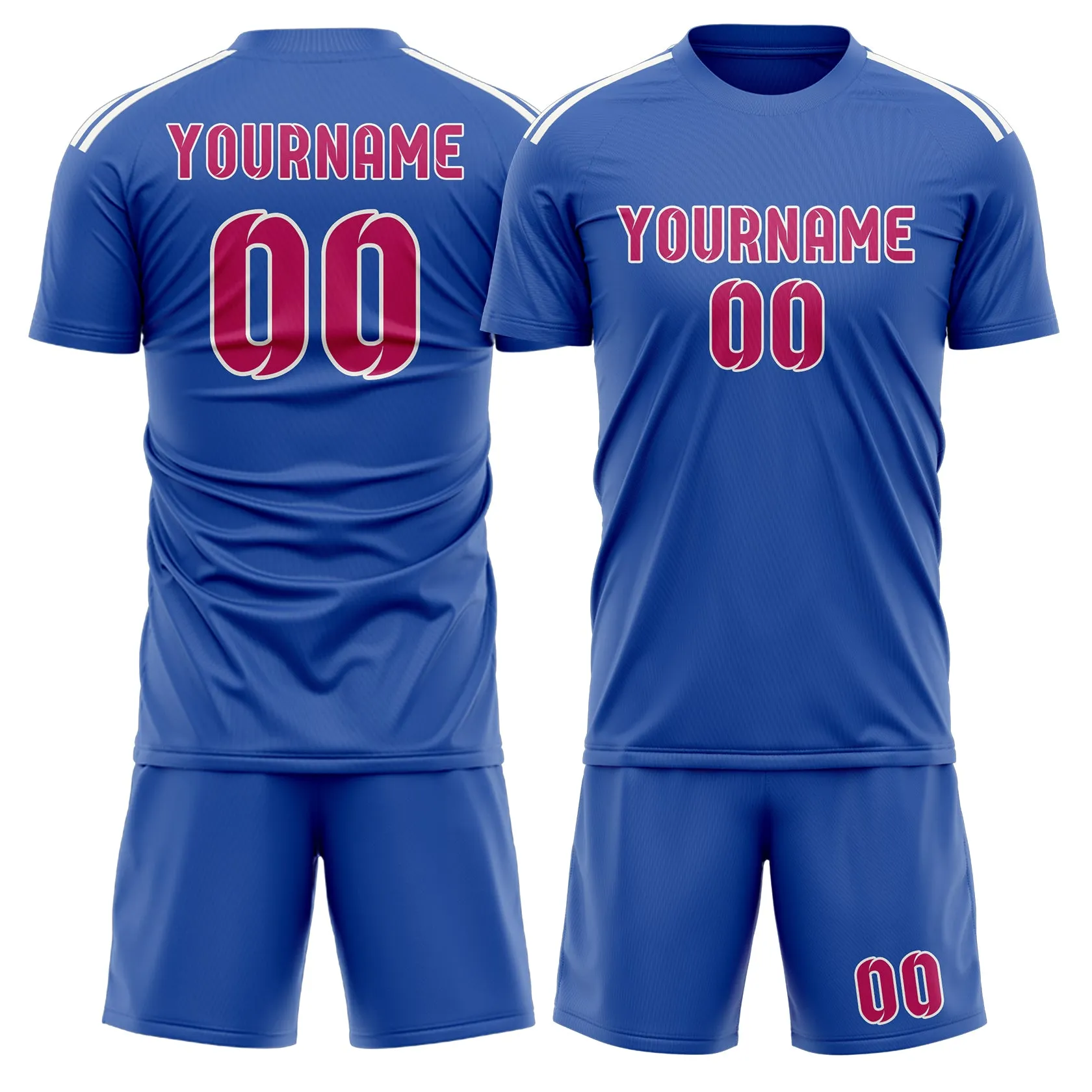 Custom Sky Blue Pink Soccer Set sold by Tailorly