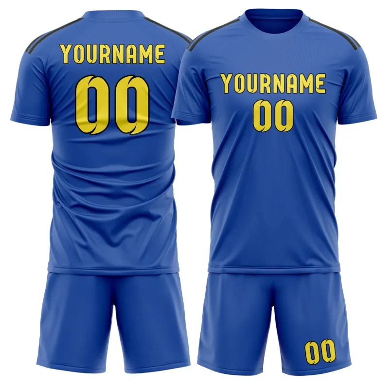 Custom Sky Blue Light Yellow Soccer Set made by Tailorly