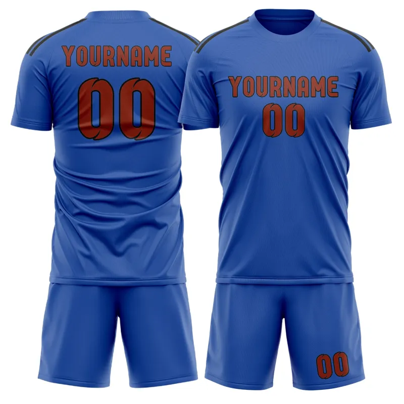 Custom Sky Blue Coral Red Soccer Set made by Tailorly