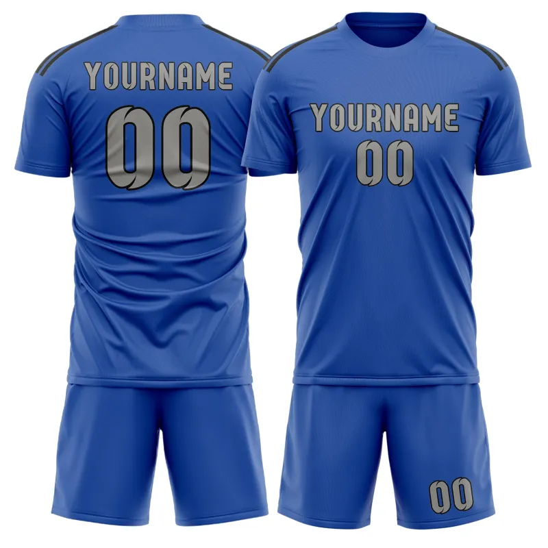 Custom Sky Blue Gray Soccer Set made by Tailorly