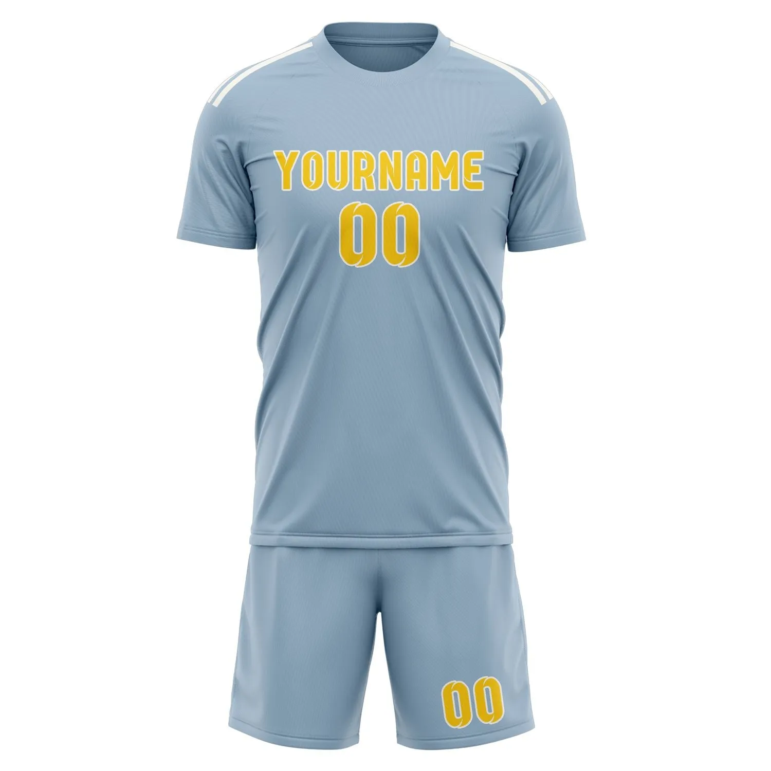 Custom Light Blue Gold Soccer Set sold by Tailorly product image thumbnail 2