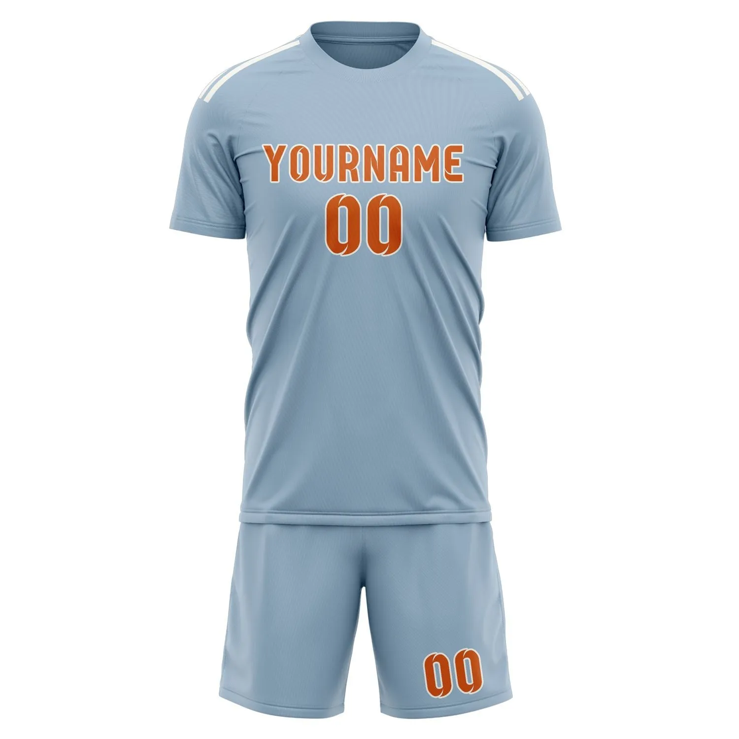 Custom Light Blue Orange Soccer Set sold by Tailorly product image thumbnail 2