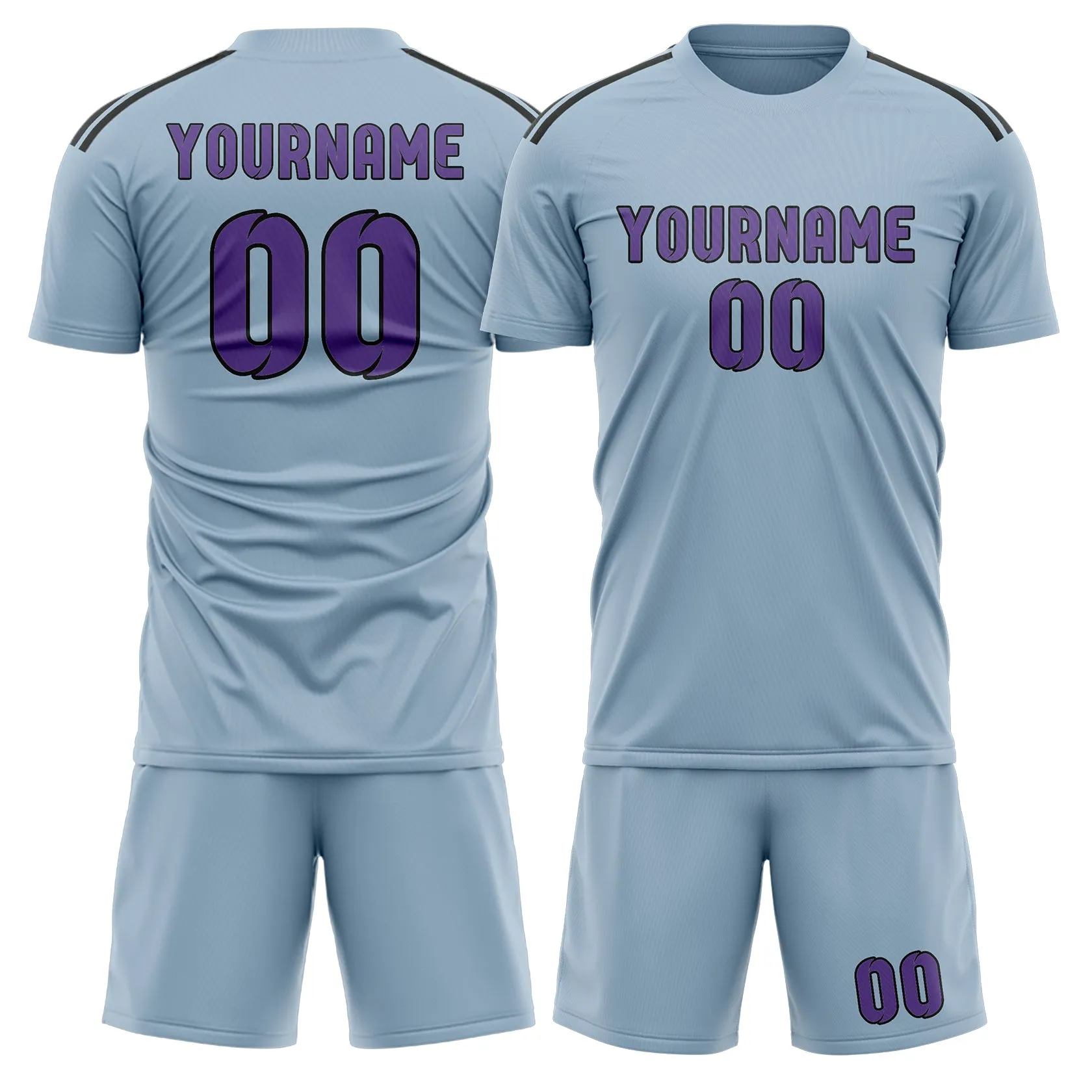 Custom Light Blue Light Purple Soccer Set sold by Tailorly