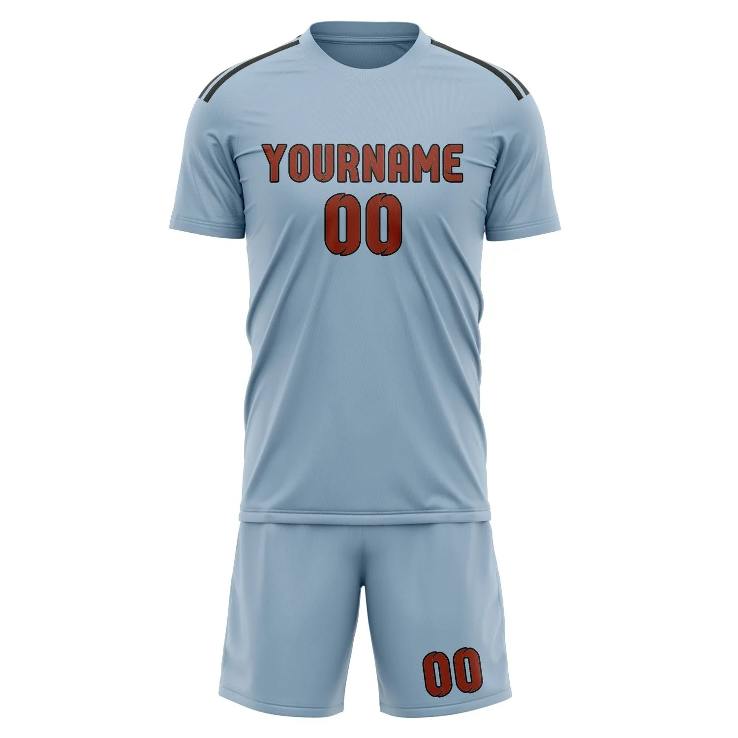 Custom Light Blue Coral Red Soccer Set sold by Tailorly product image thumbnail 2