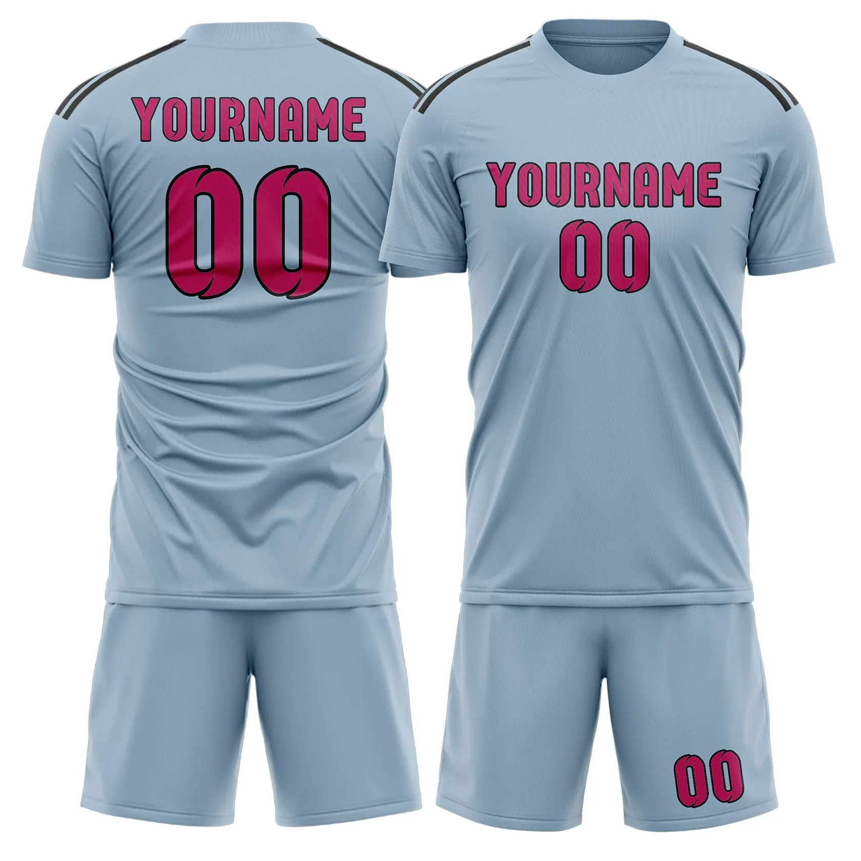 Custom Light Blue Pink Soccer Set sold by Tailorly