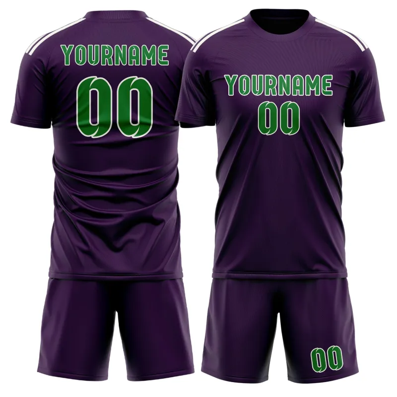 Custom Purple Emerald Green Soccer Set made by Tailorly