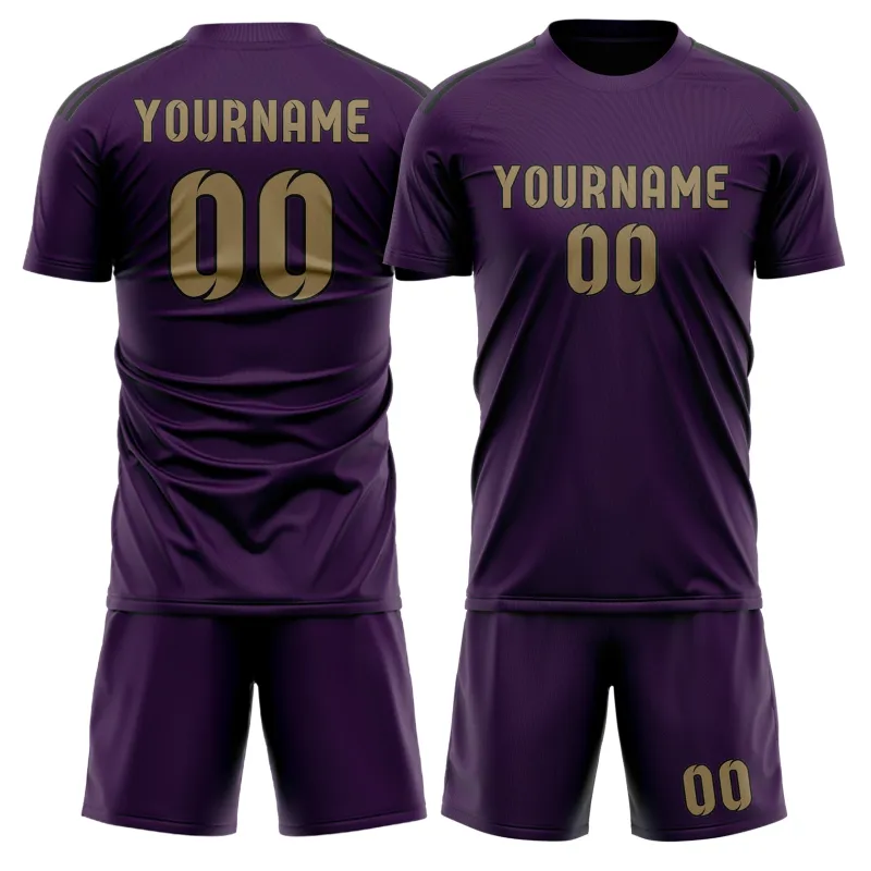 Custom Purple Light Khaki Soccer Set made by Tailorly