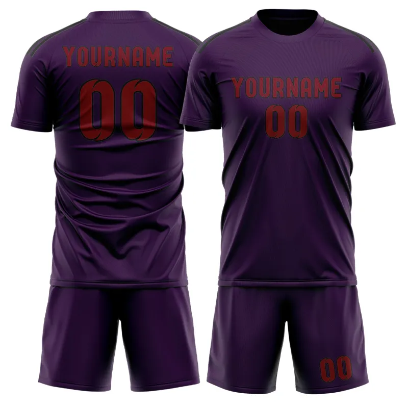 Custom Purple Crimson Red Soccer Set made by Tailorly
