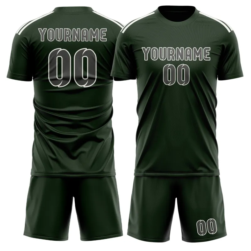 Custom Dark Green Dark Grey Soccer Set made by Tailorly