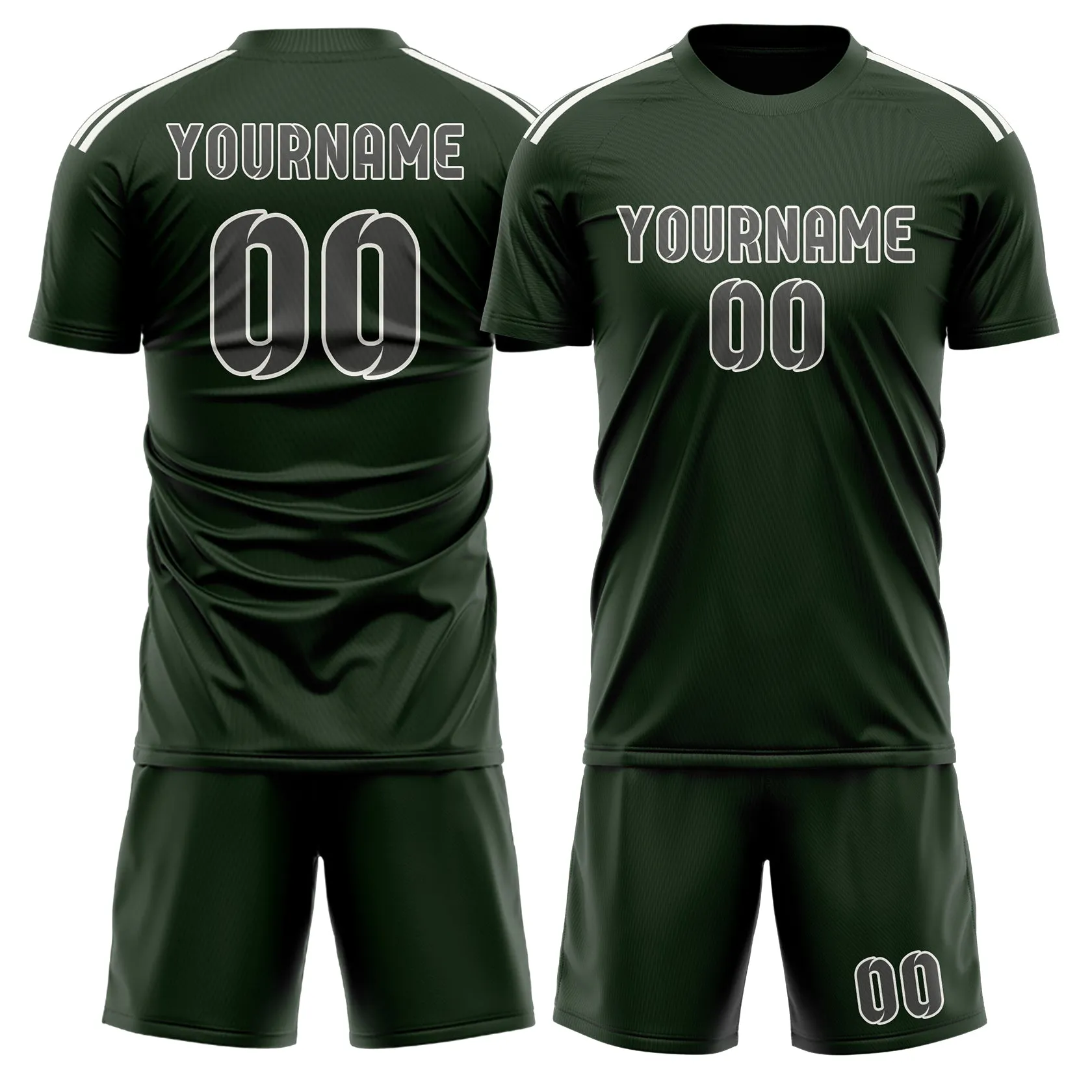 Custom Dark Green Dark Grey Soccer Set sold by Tailorly