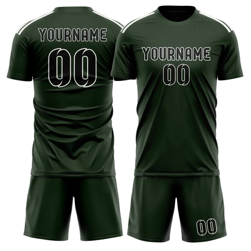 Custom Dark Green Black Soccer Set made by Tailorly