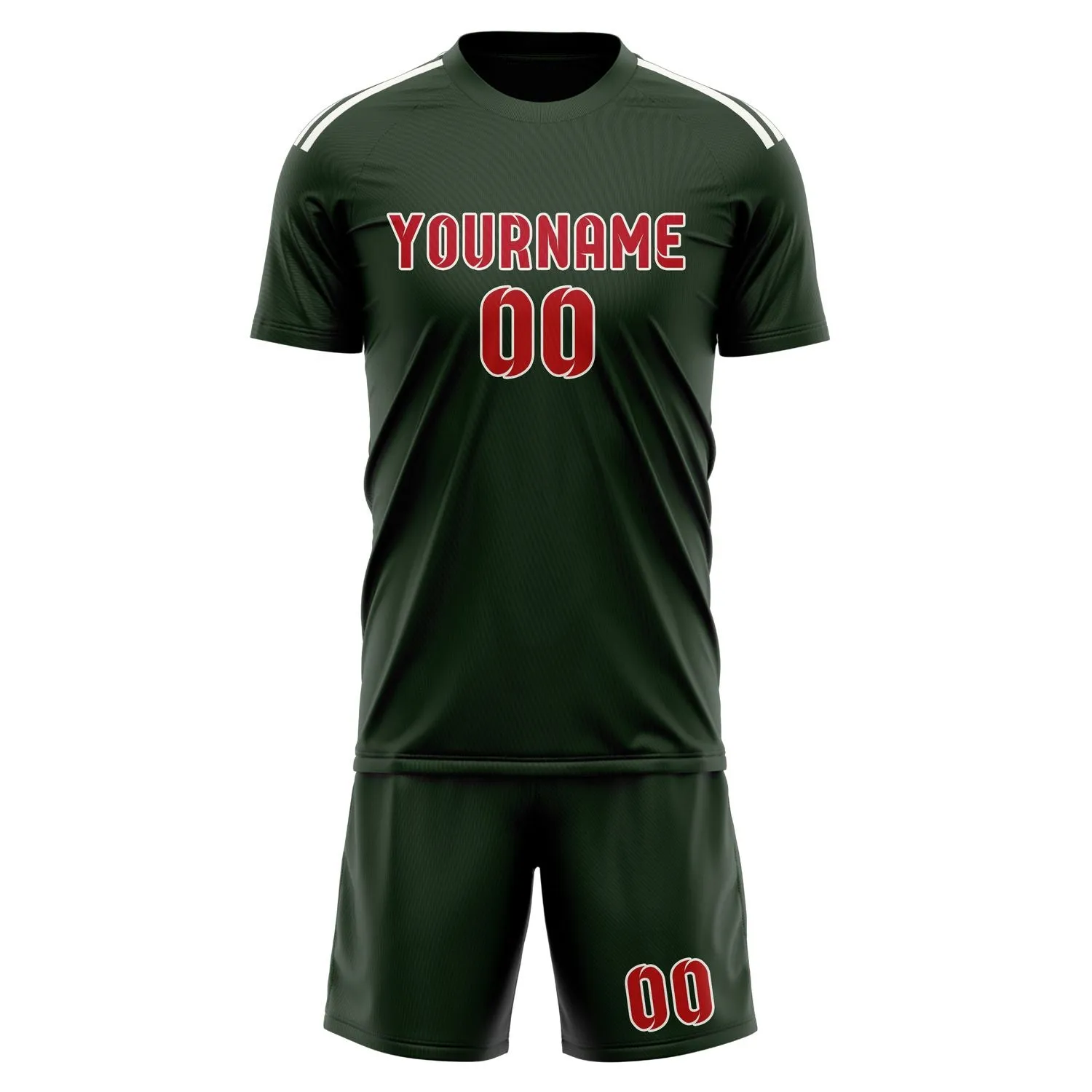 Custom Dark Green Red Soccer Set sold by Tailorly product image thumbnail 2