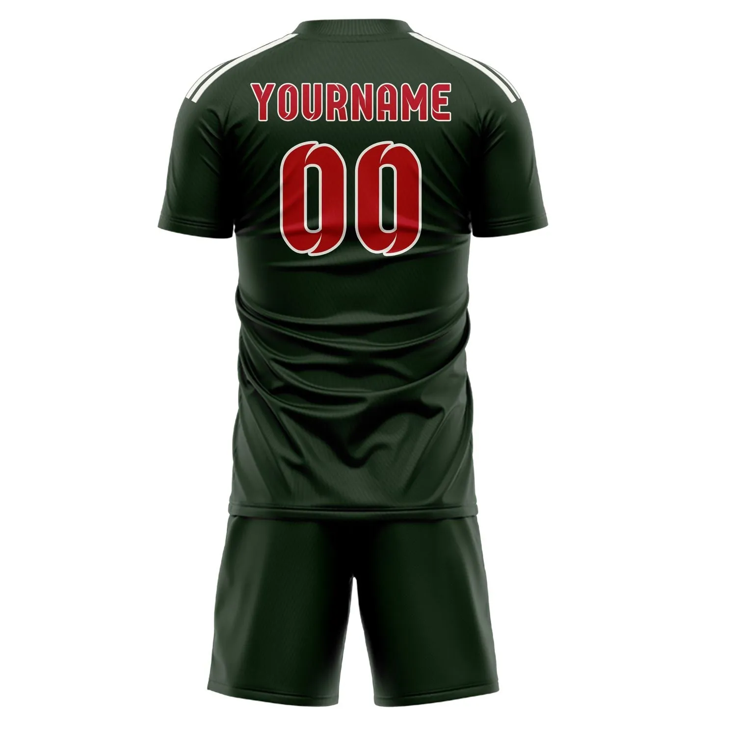 Custom Dark Green Red Soccer Set sold by Tailorly product image thumbnail 3