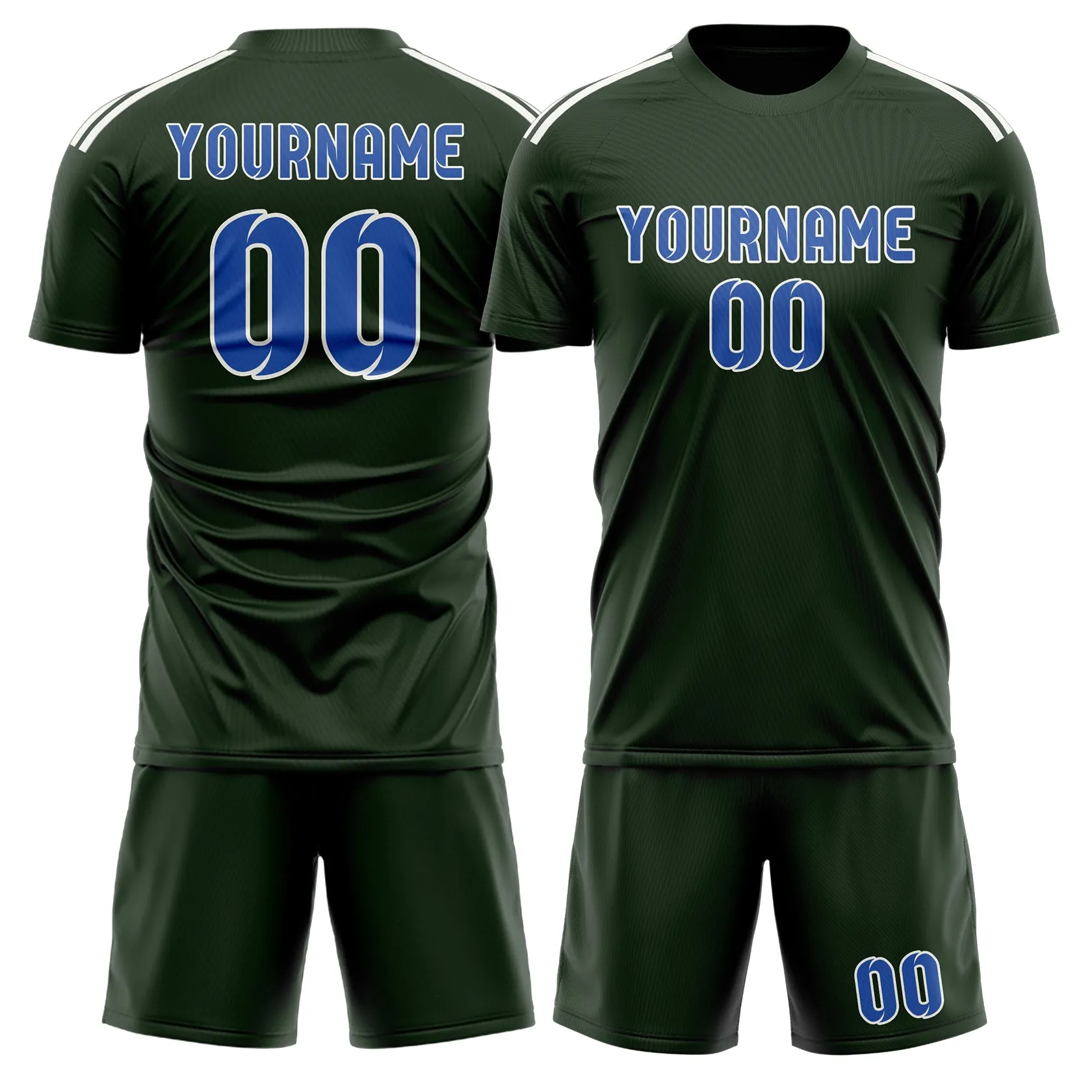 Custom Dark Green Sky Blue Soccer Set sold by Tailorly