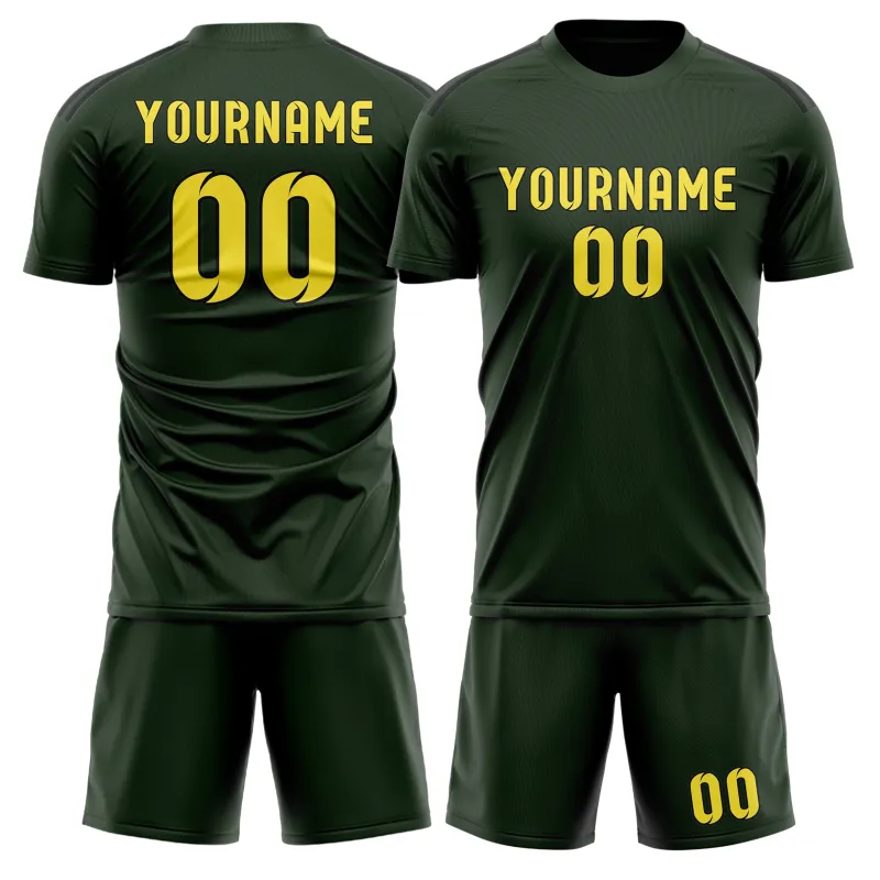 Custom Dark Green Light Yellow Soccer Set made by Tailorly