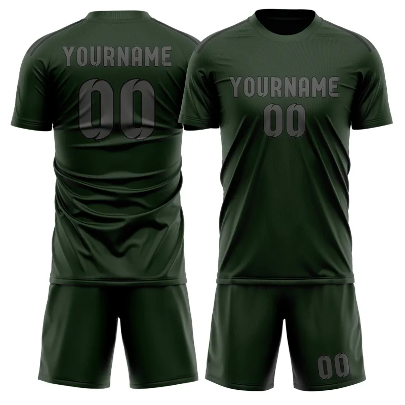 Custom Dark Green Dark Grey Soccer Set made by Tailorly