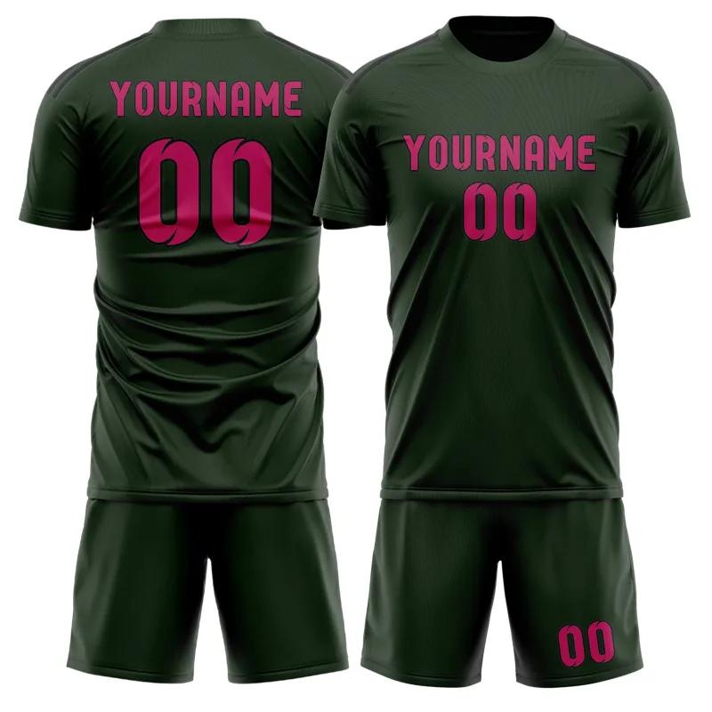 Custom Dark Green Pink Soccer Set made by Tailorly