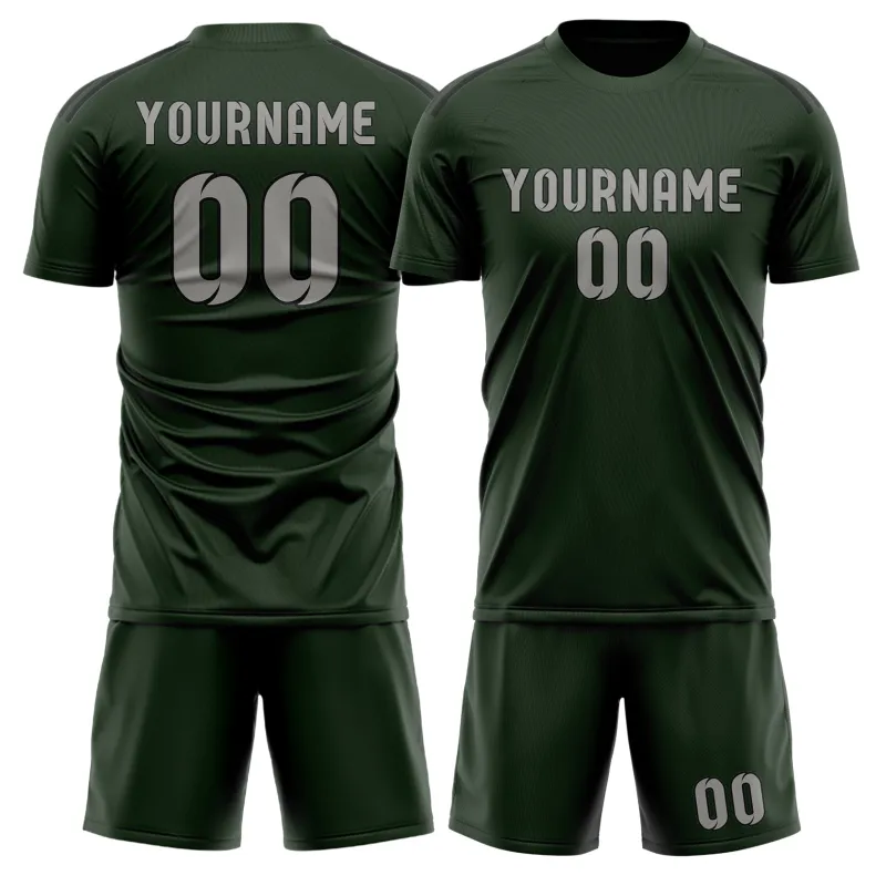 Custom Dark Green Gray Soccer Set made by Tailorly