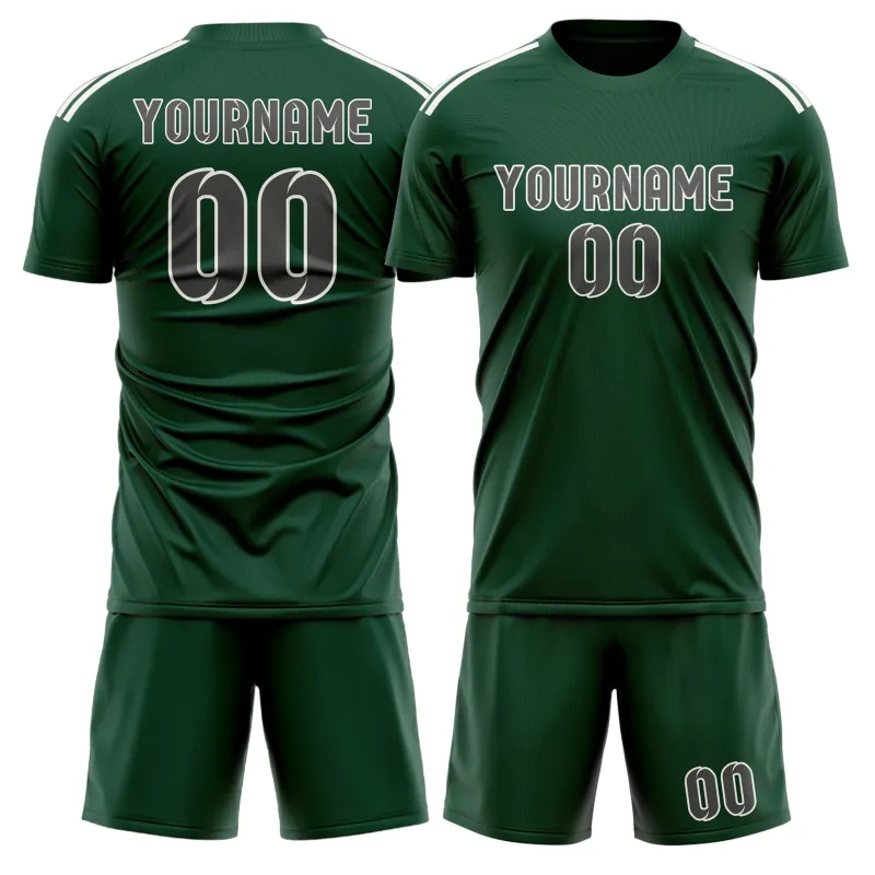Custom Green Dark Grey Soccer Set made by Tailorly