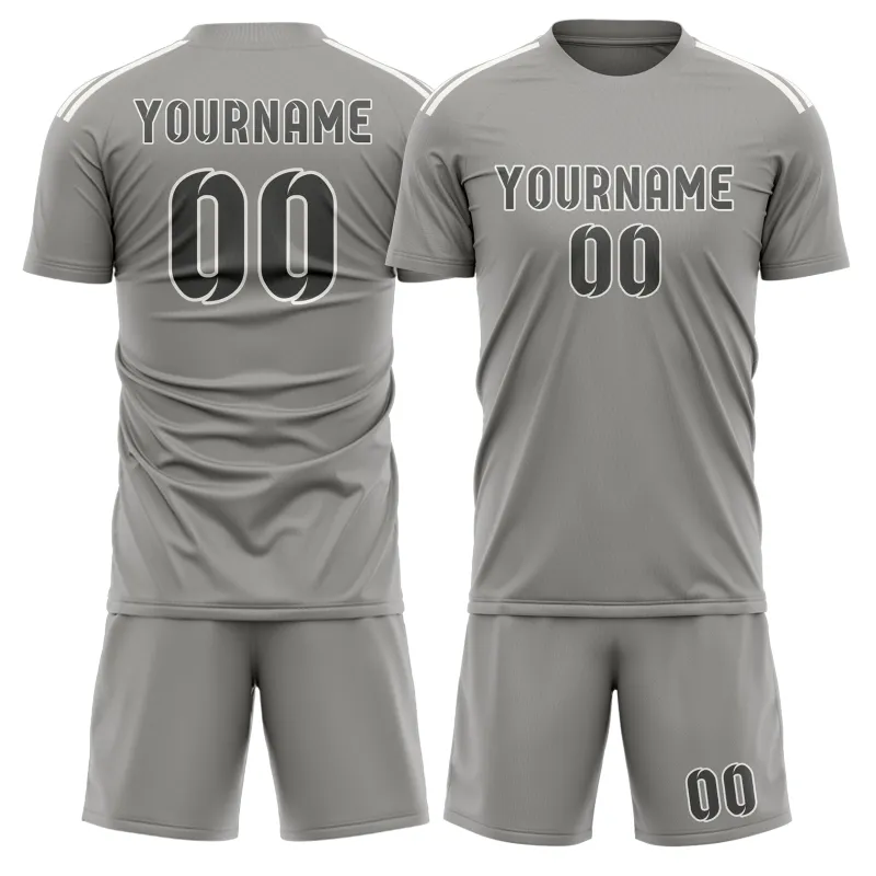 Custom Gray Dark Grey Soccer Set made by Tailorly