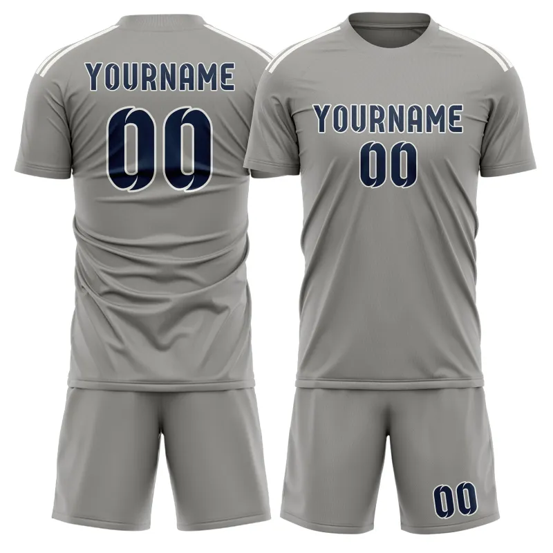 Custom Gray Blue Soccer Set made by Tailorly