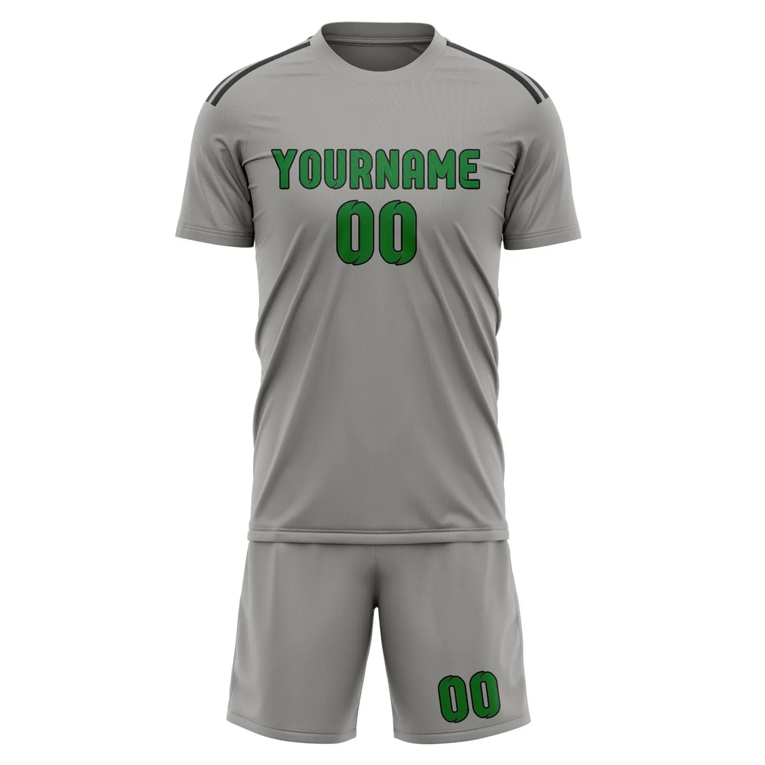 Custom Gray Emerald Green Soccer Set sold by Tailorly product image thumbnail 2
