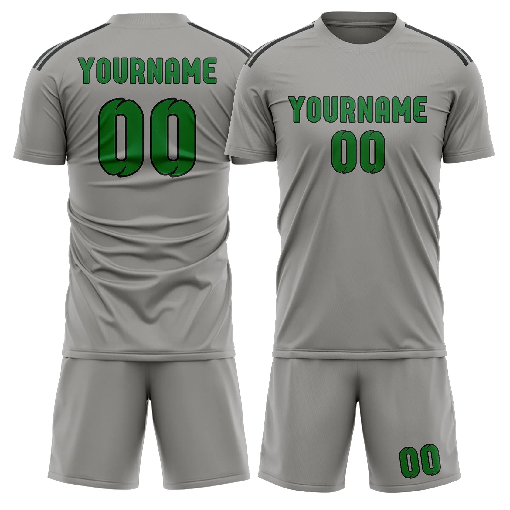 Custom Gray Emerald Green Soccer Set sold by Tailorly