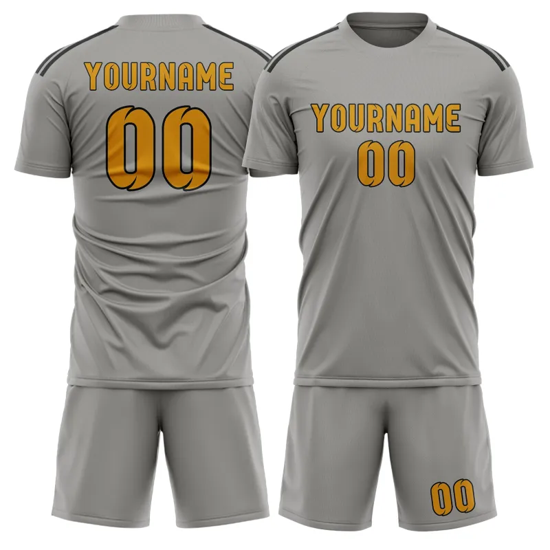 Custom Gray Yellow Soccer Set made by Tailorly