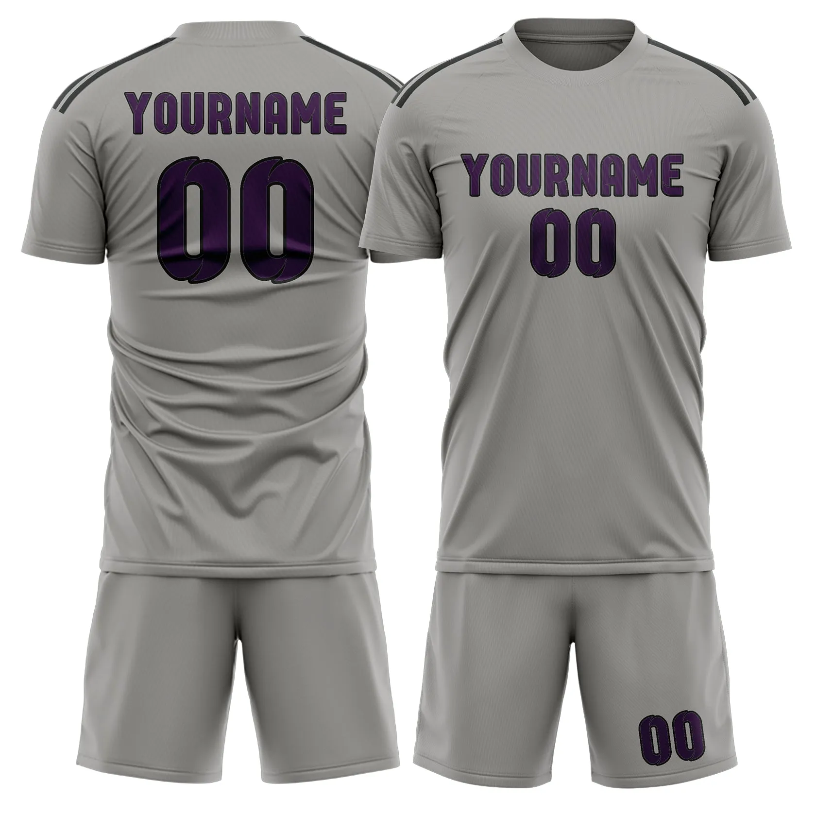 Custom Gray Purple Soccer Set sold by Tailorly