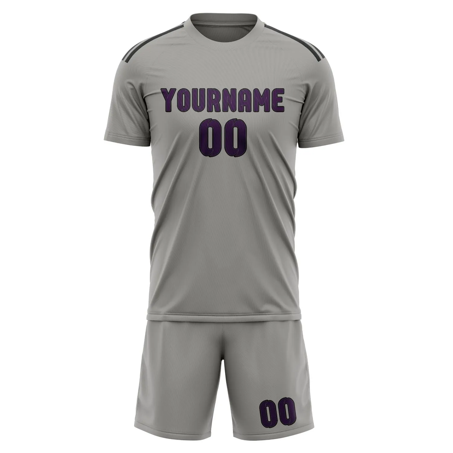 Custom Gray Purple Soccer Set sold by Tailorly product image thumbnail 2