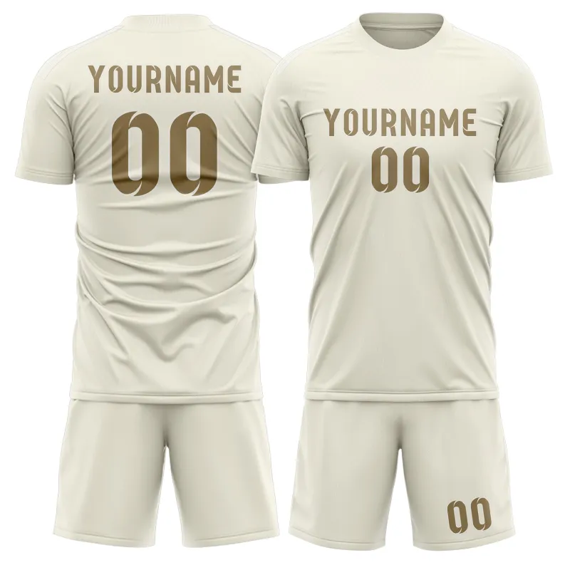 Custom Cream Light Khaki Soccer Set made by Tailorly