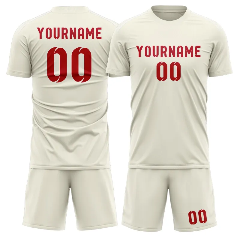 Custom Cream Red Soccer Set made by Tailorly