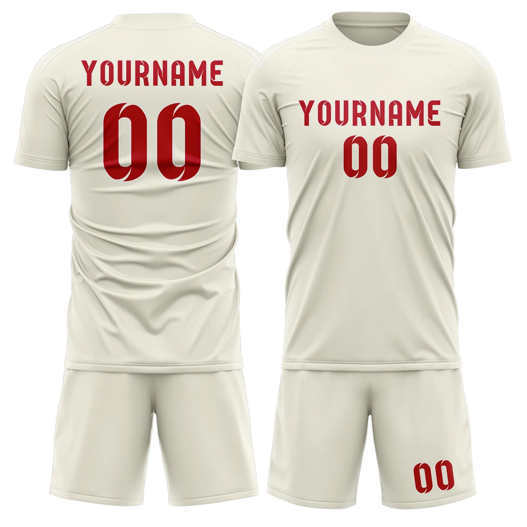 Custom Cream Red Soccer Set sold by Tailorly