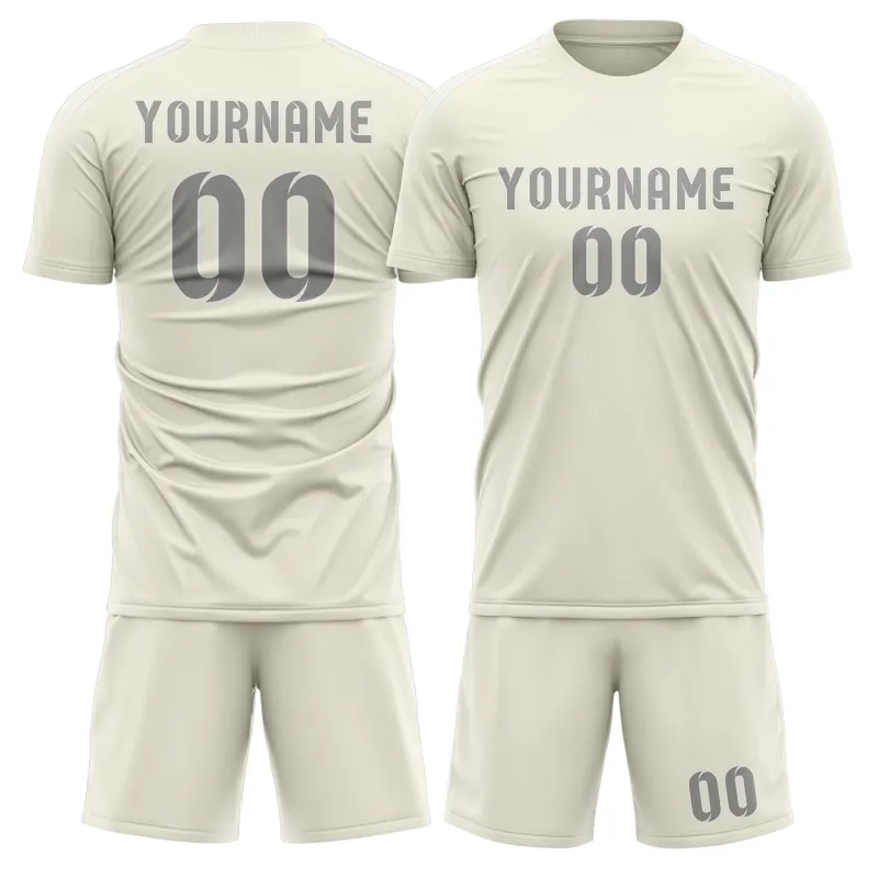 Custom Cream Gray Soccer Set made by Tailorly
