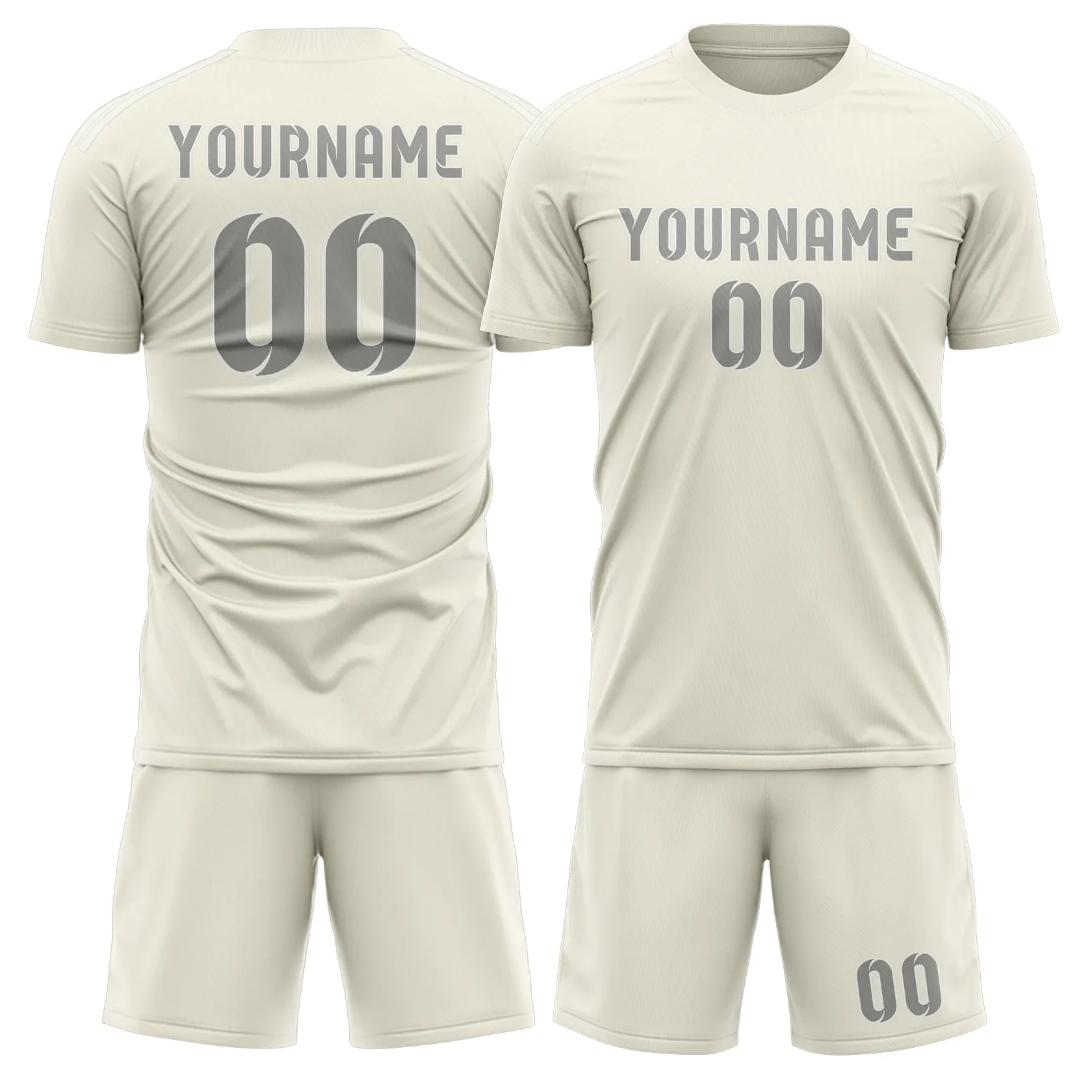 Custom Cream Gray Soccer Set sold by Tailorly