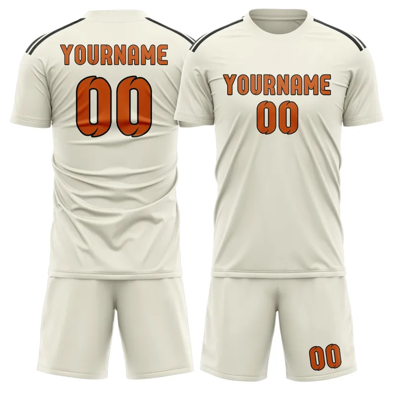 Custom Cream Orange Soccer Set made by Tailorly