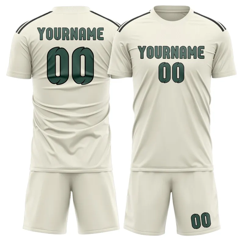 Custom Cream Blue Green Soccer Set made by Tailorly