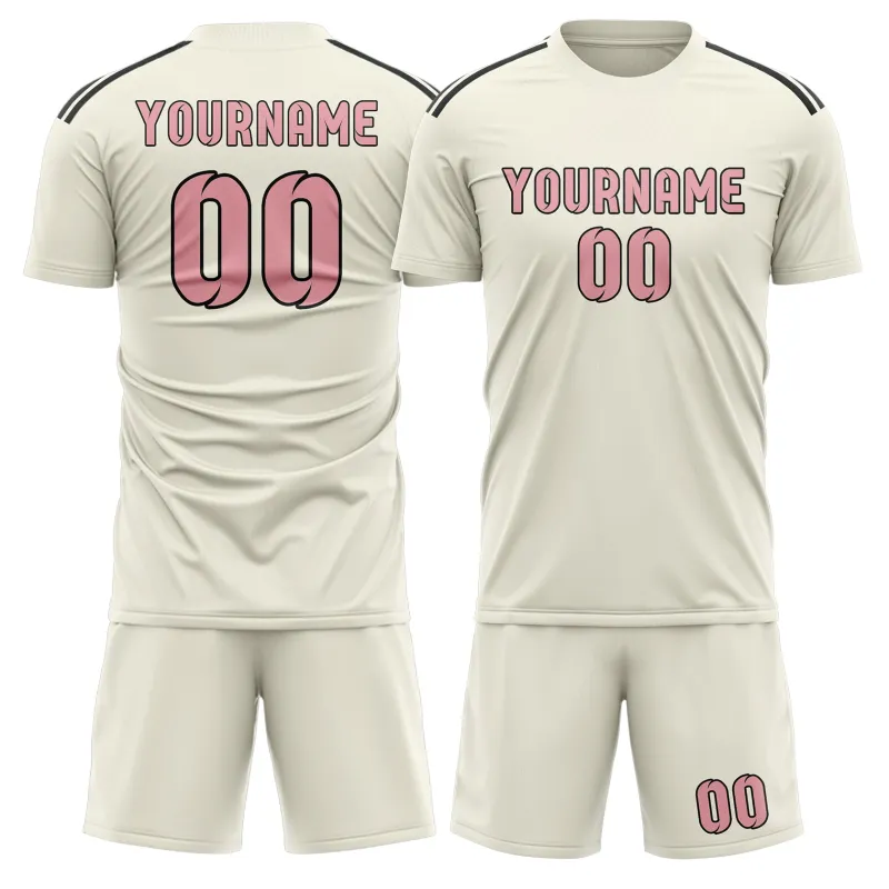 Custom Cream Light Pink Soccer Set made by Tailorly