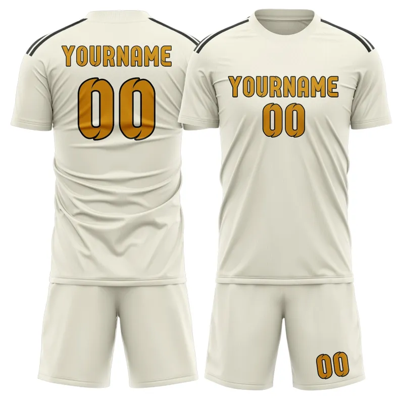 Custom Cream Yellow Soccer Set made by Tailorly