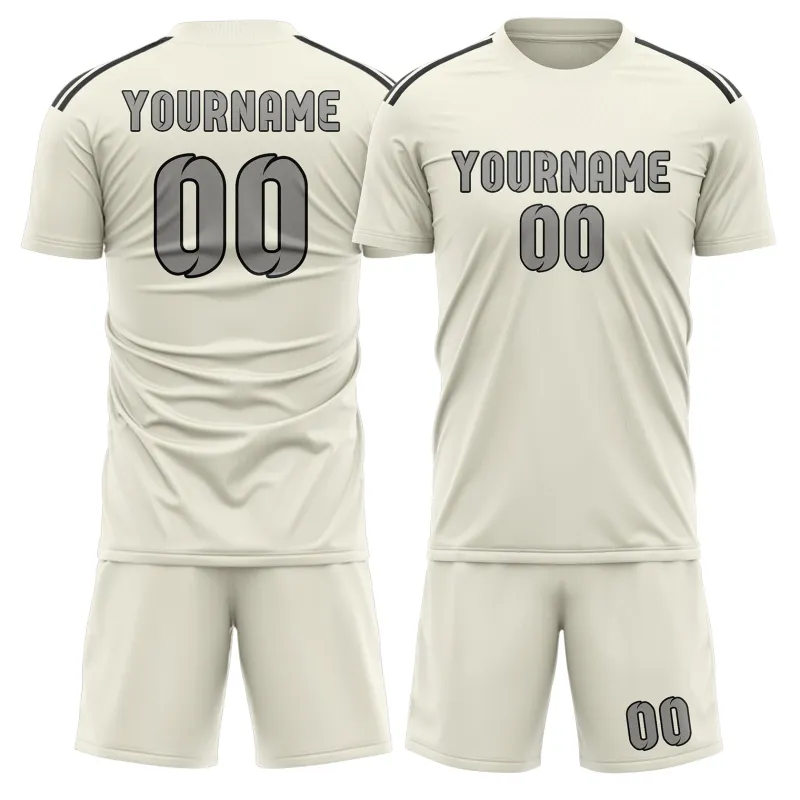 Custom Cream Gray Soccer Set made by Tailorly