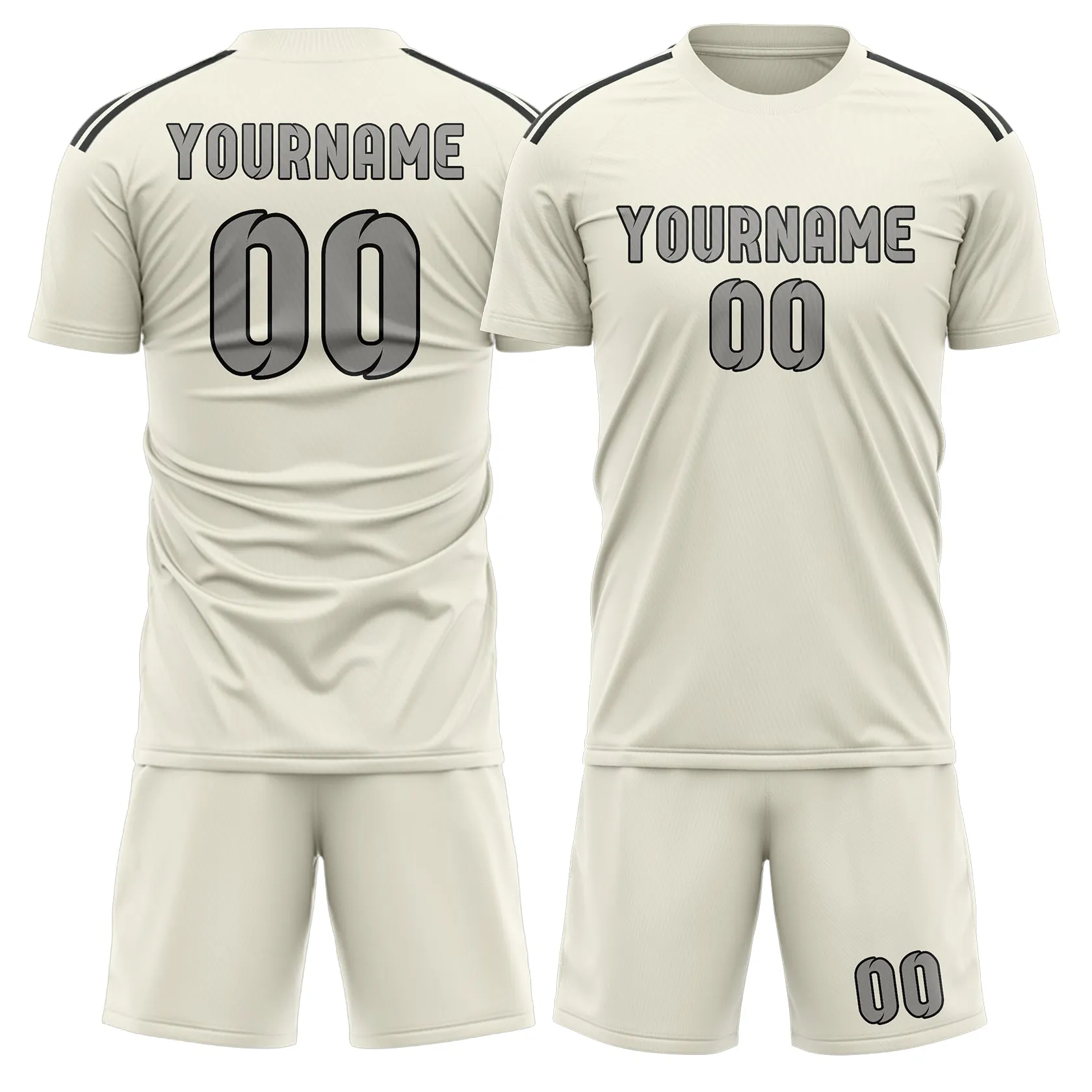 Custom Cream Gray Soccer Set sold by Tailorly