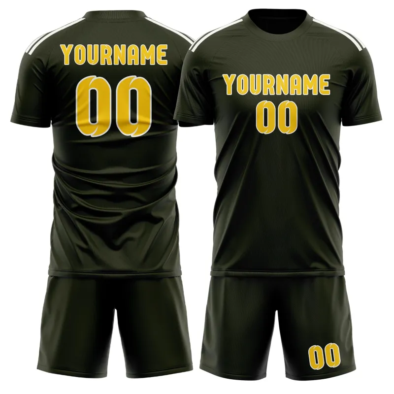 Custom Olive Gold Soccer Set made by Tailorly